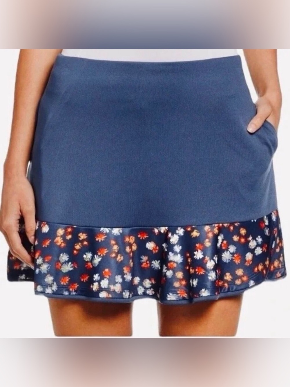 Callaway size XL Floral Ruffle Skort TrueSculpt Skirt Opti Dri Blue Golf Tennis